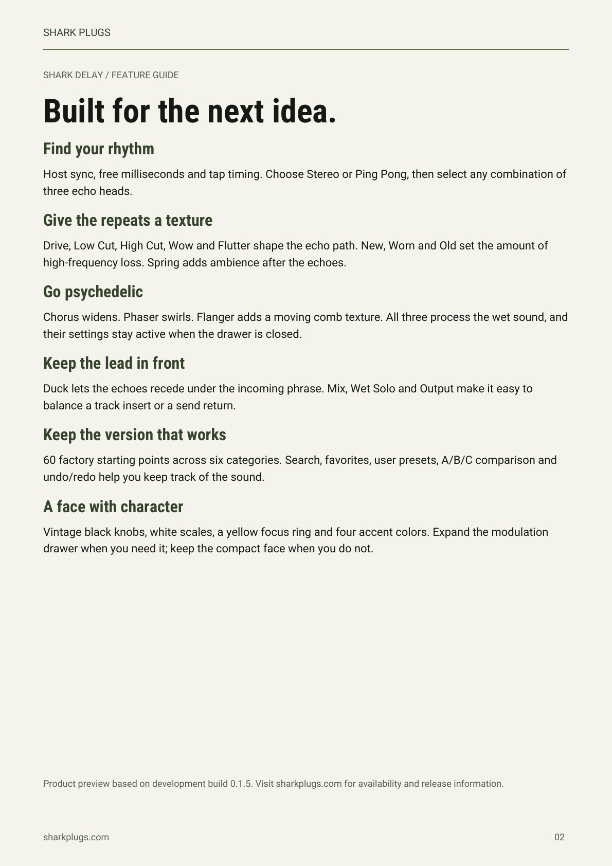 SHARK DELAY brochure page 2 of 2
