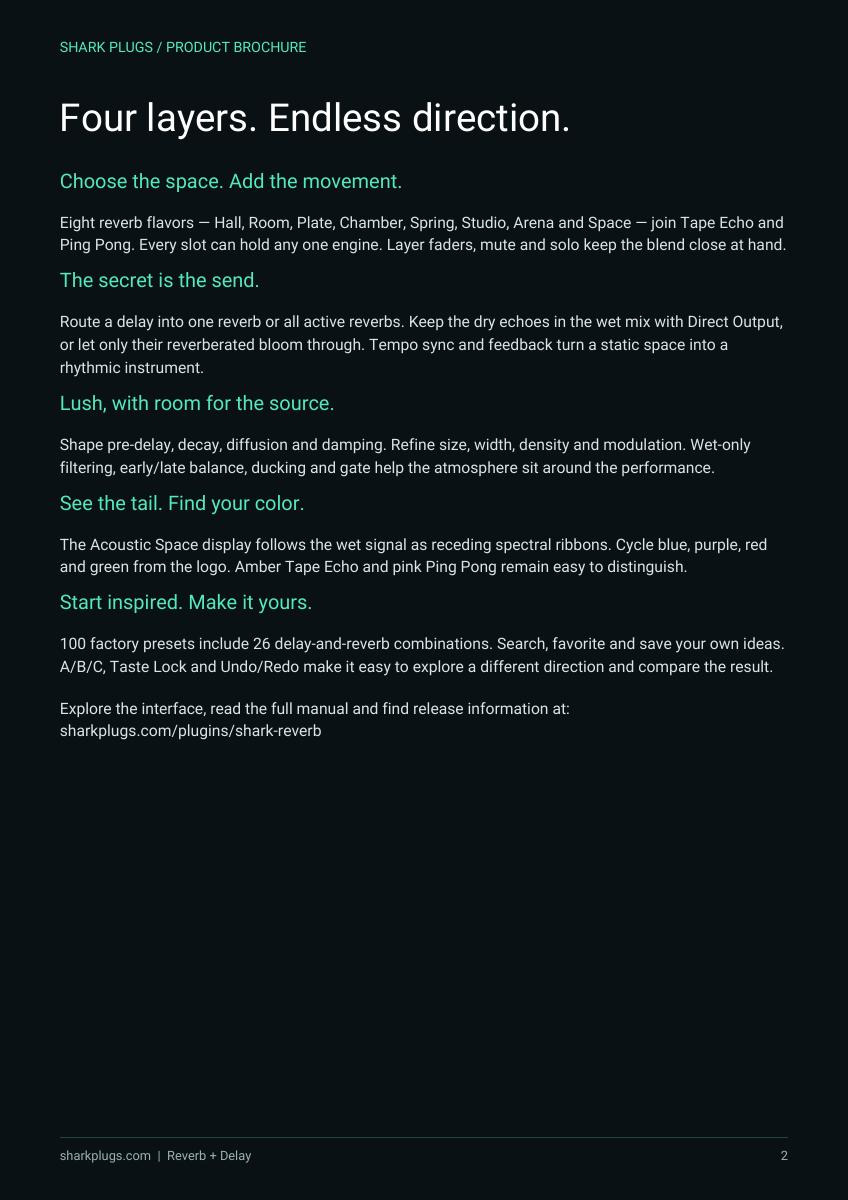 SHARK REVERB brochure page 2 of 2