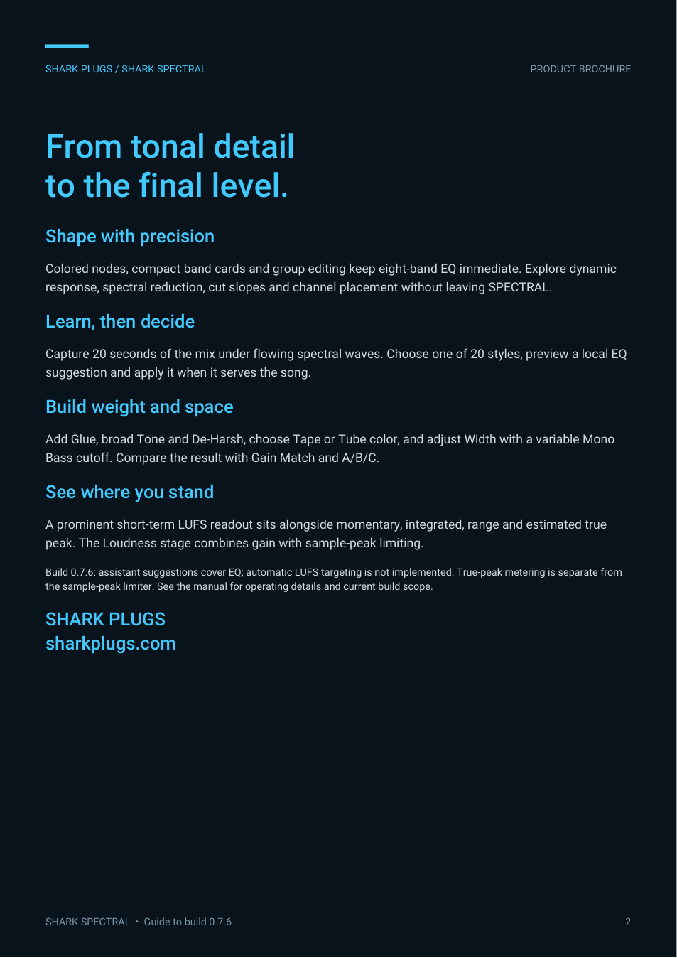 SHARK SPECTRAL brochure page 2 of 2