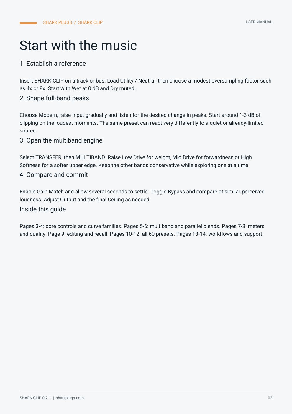 SHARK CLIP user manual page 2 of 14