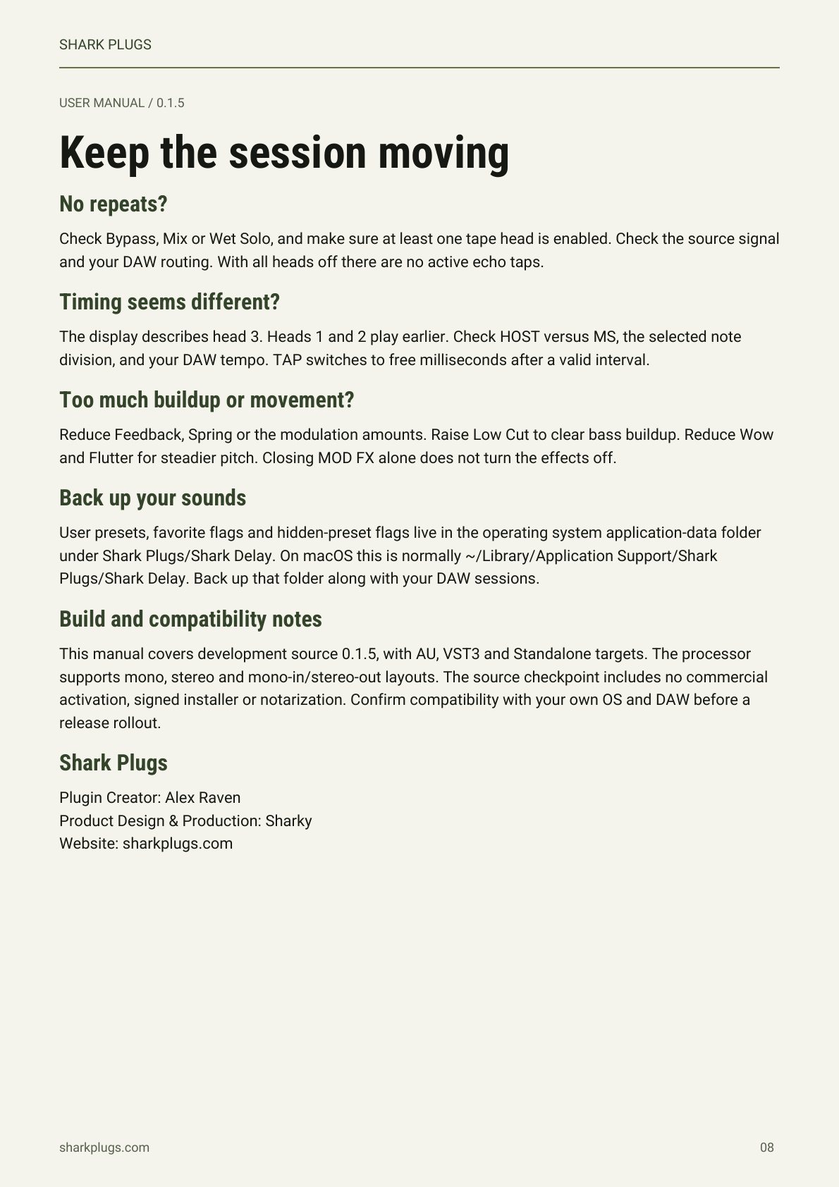 SHARK DELAY user manual page 8 of 8