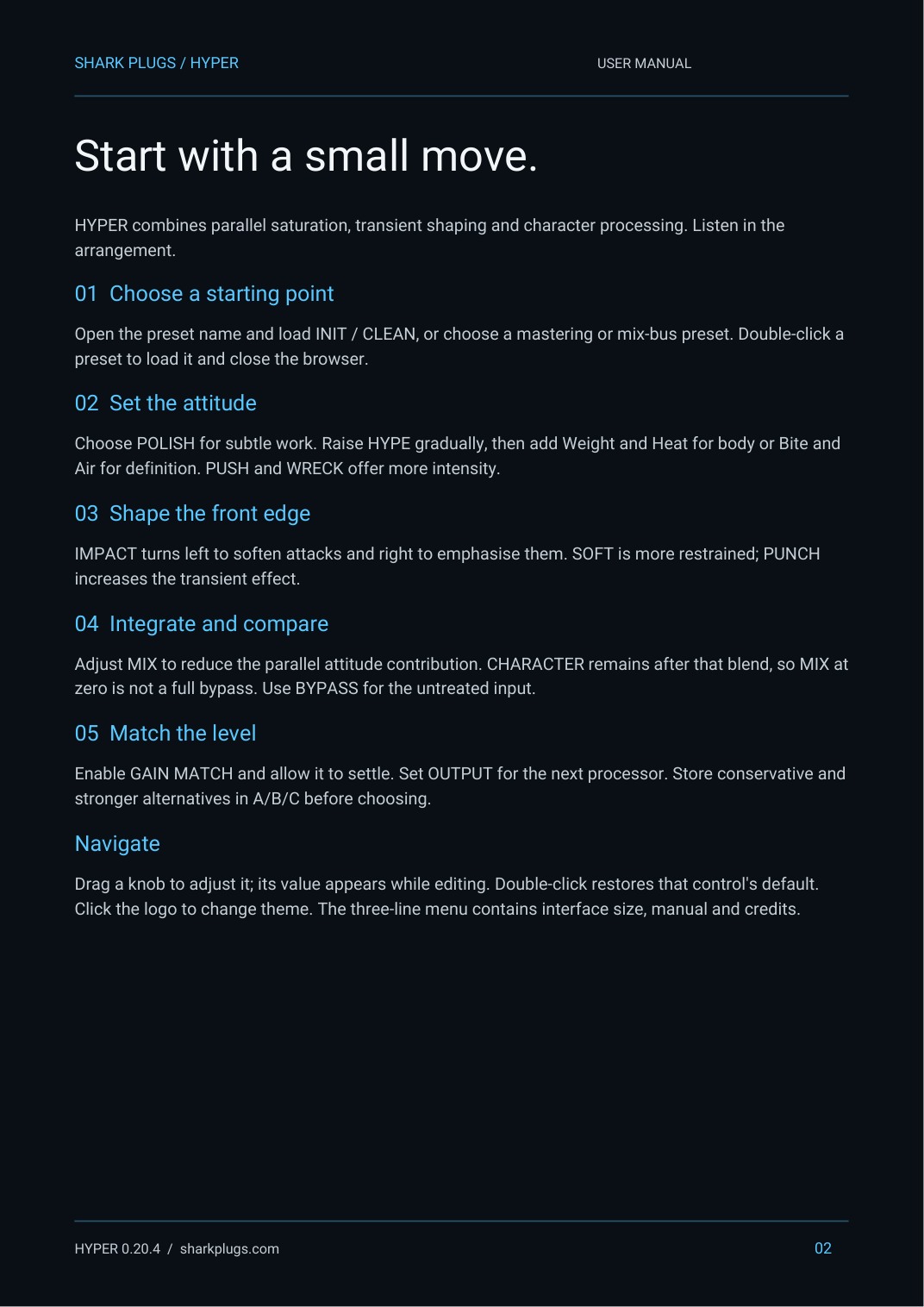 Shark HYPER user manual page 2 of 8