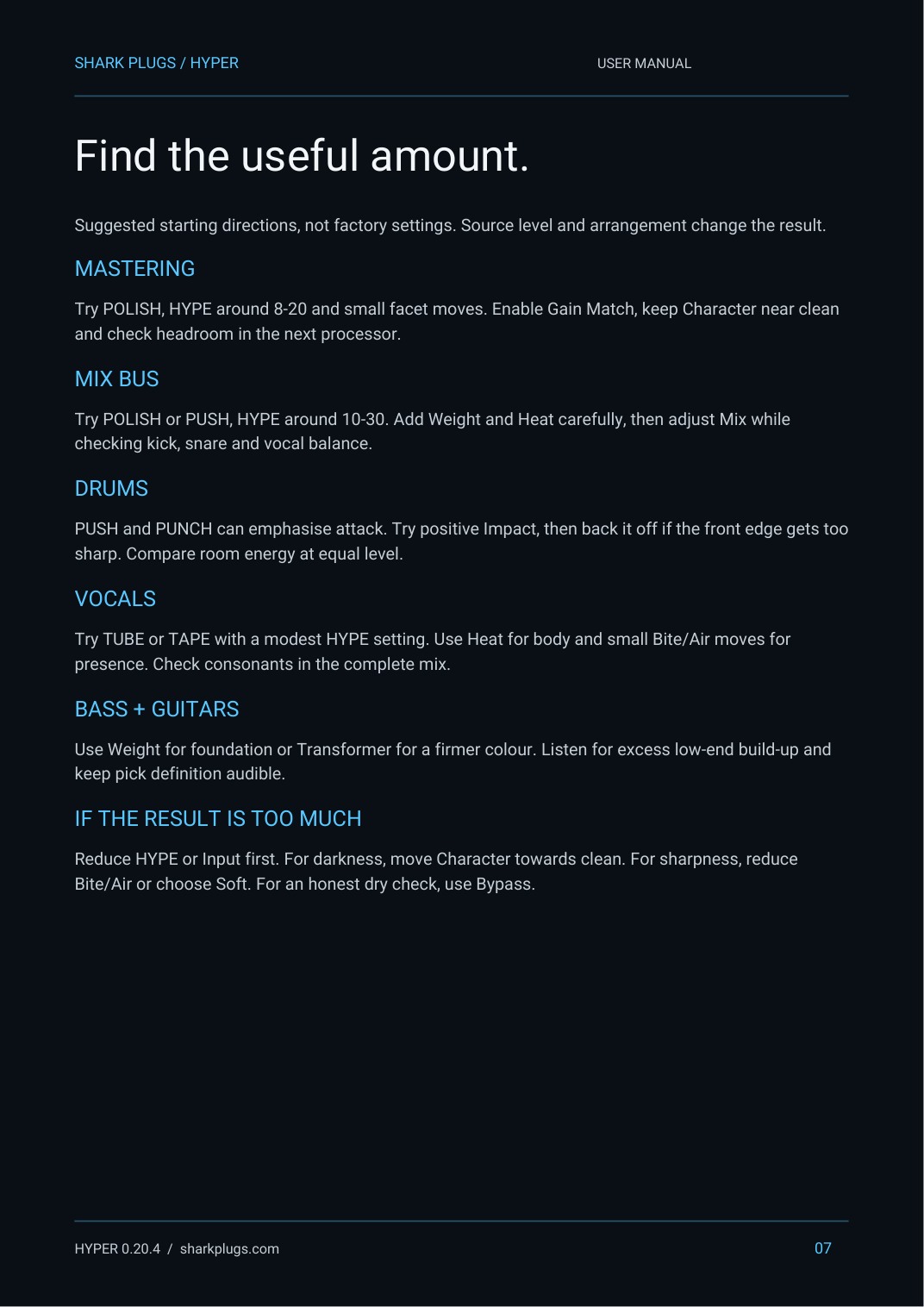 Shark HYPER user manual page 7 of 8