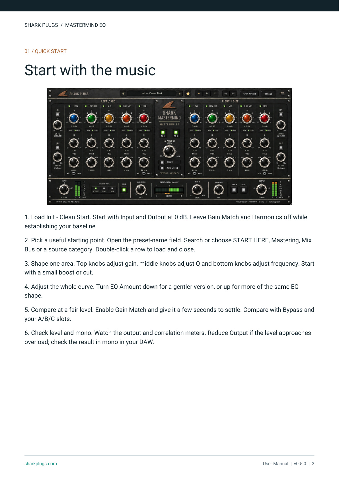 Shark Mastermind EQ user manual page 2 of 9