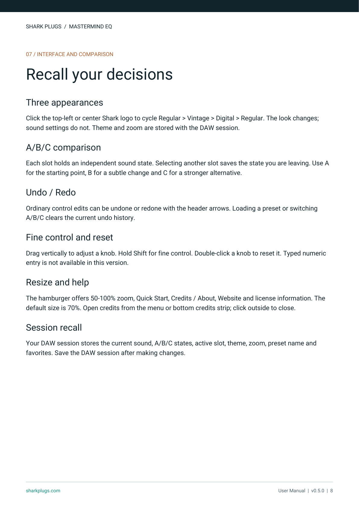 Shark Mastermind EQ user manual page 8 of 9