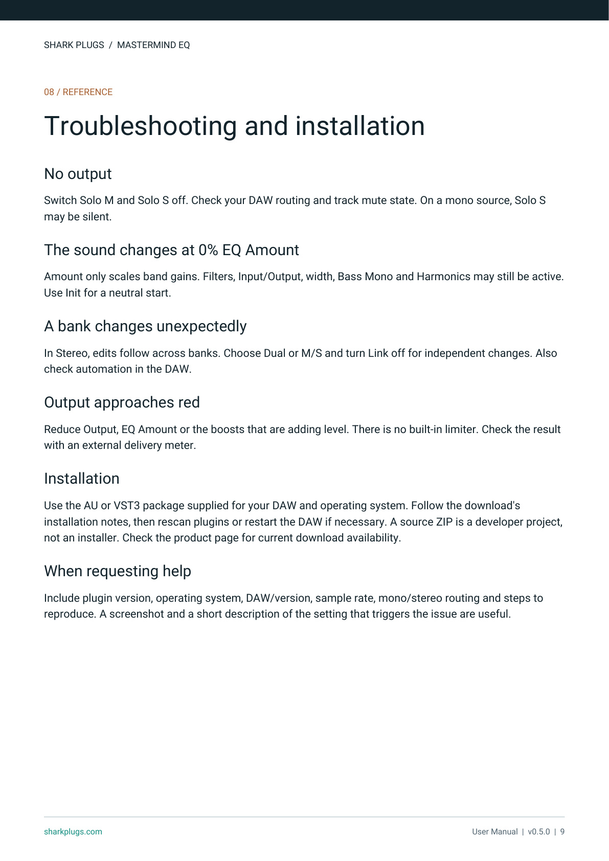 Shark Mastermind EQ user manual page 9 of 9