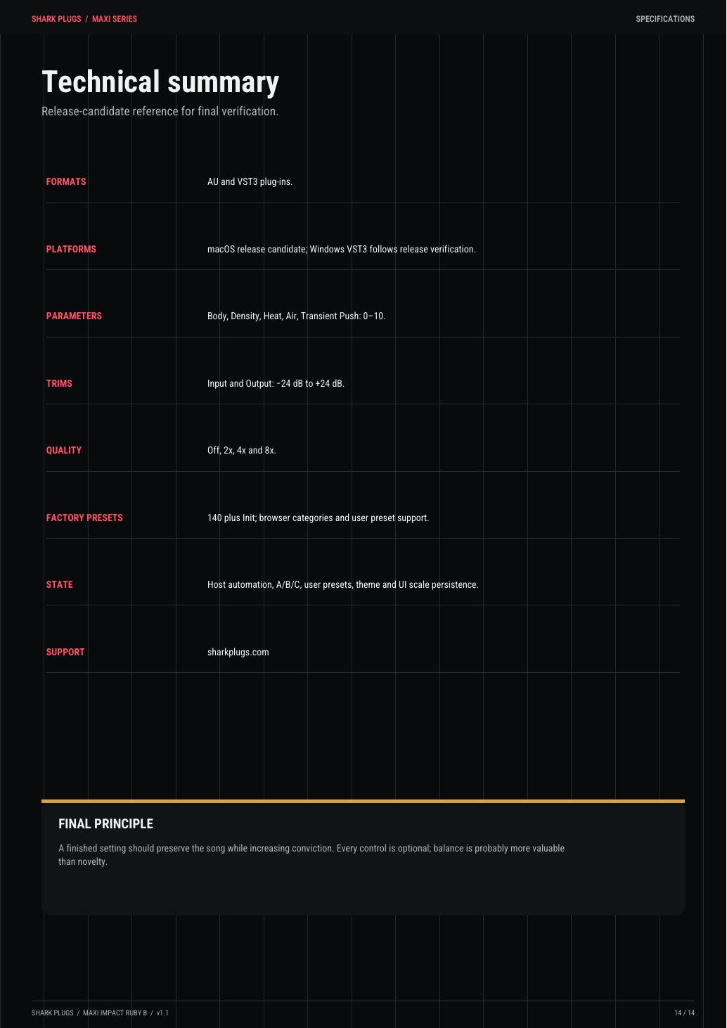 MAXI Impact user manual page 14 of 14