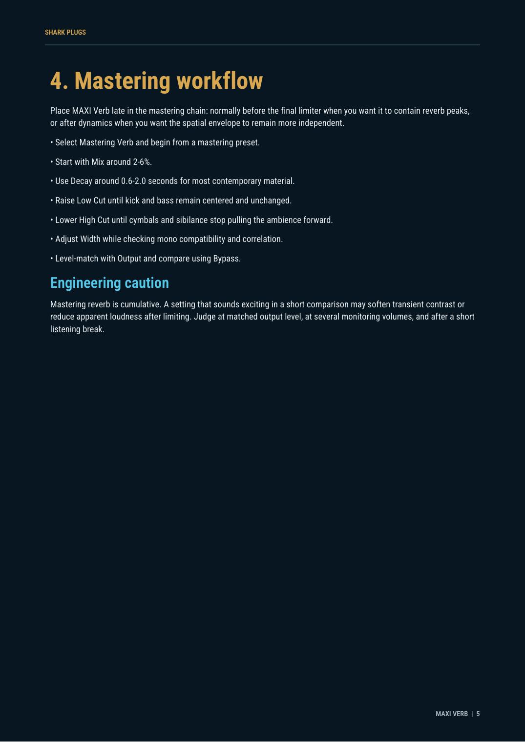 MAXI Mastering Verb user manual page 5 of 8