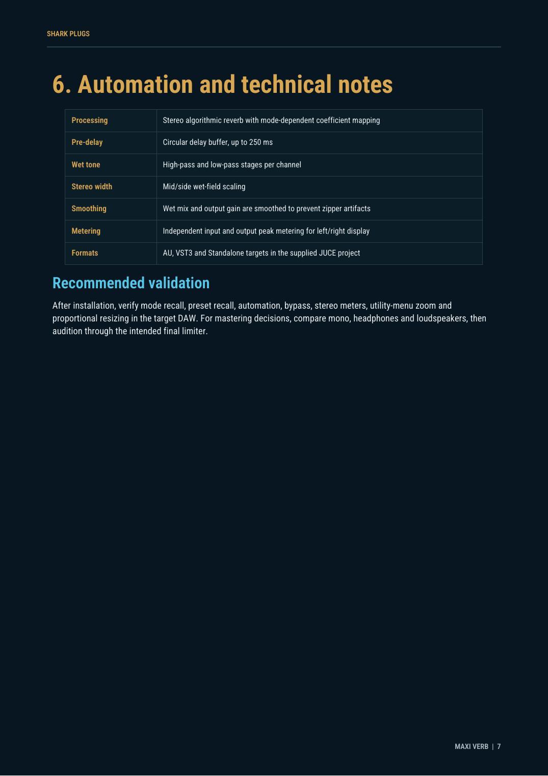 MAXI Mastering Verb user manual page 7 of 8