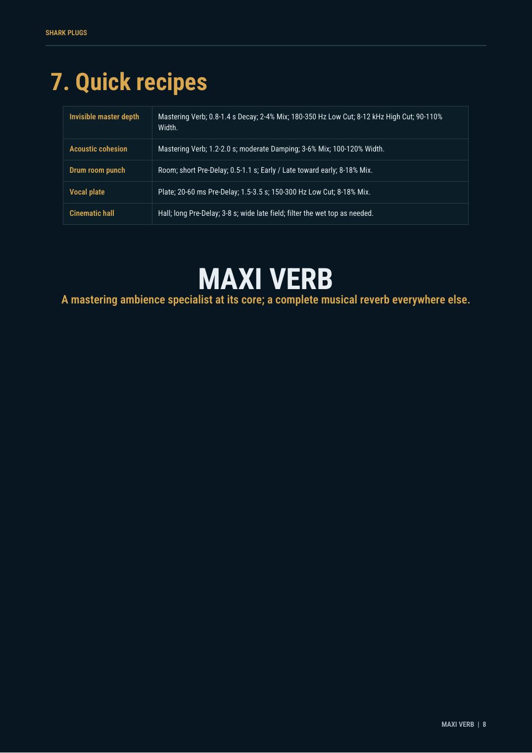 MAXI Mastering Verb user manual page 8 of 8