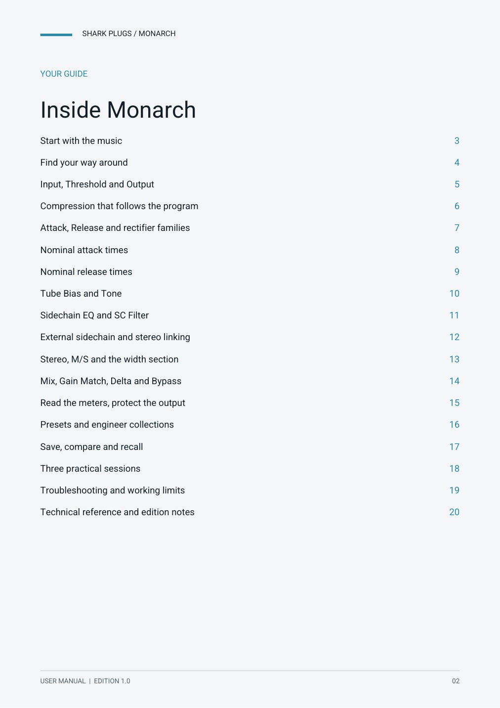 SHARK MONARCH user manual page 2 of 20