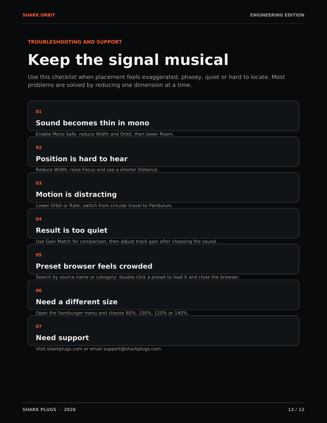 SHARK ORBIT user manual page 12 of 12