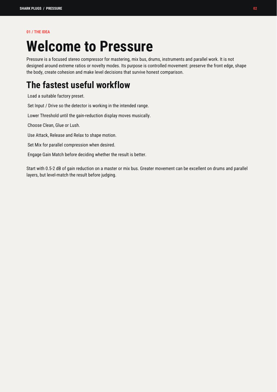 PRESSURE user manual page 2 of 15