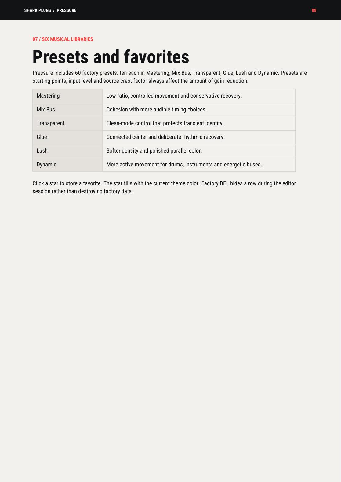 PRESSURE user manual page 8 of 15