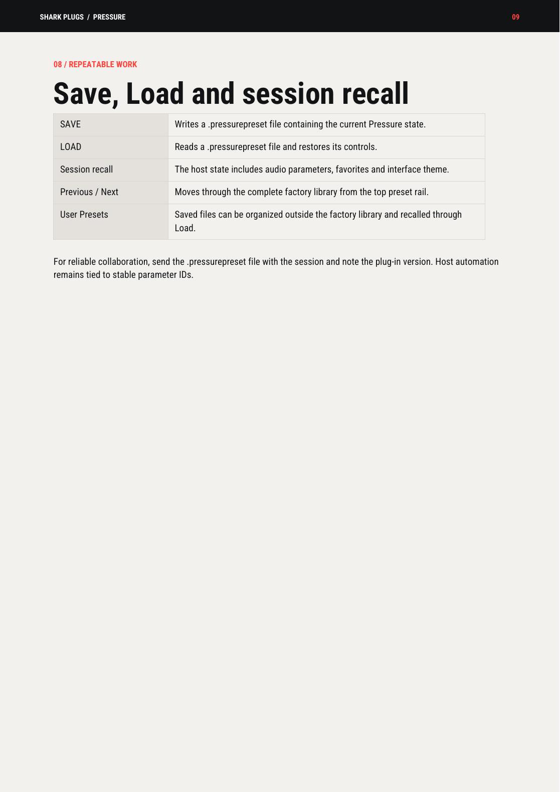 PRESSURE user manual page 9 of 15