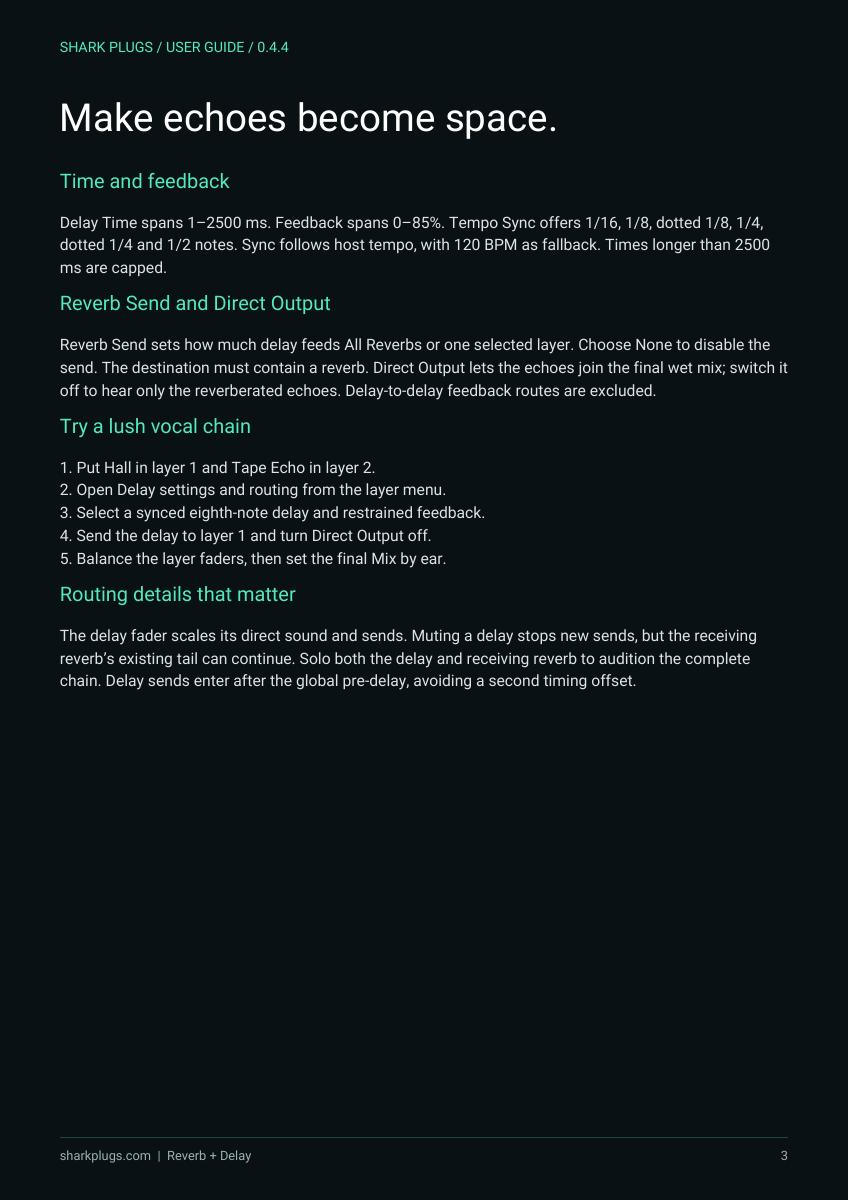 SHARK REVERB user manual page 3 of 8