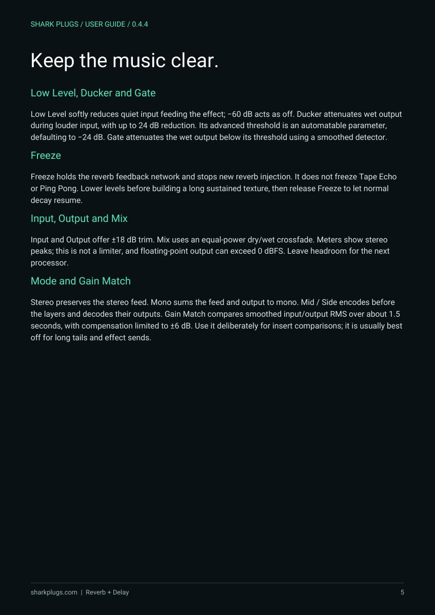 SHARK REVERB user manual page 5 of 8