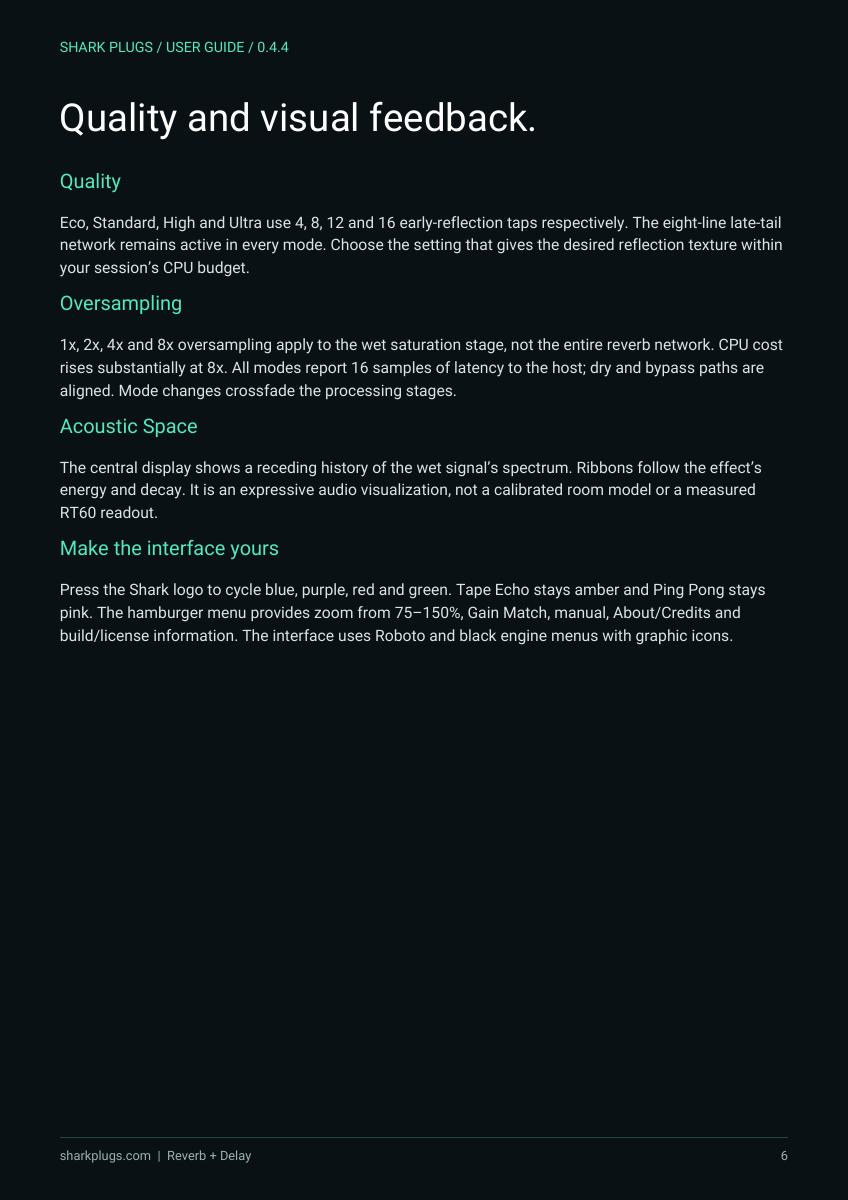 SHARK REVERB user manual page 6 of 8