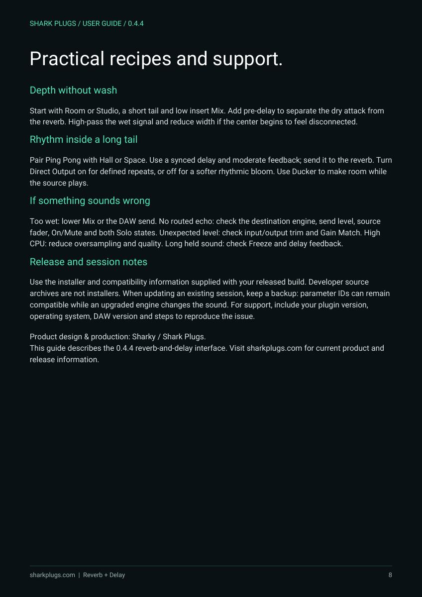SHARK REVERB user manual page 8 of 8