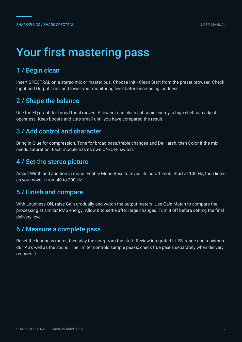 SHARK SPECTRAL user manual page 2 of 8