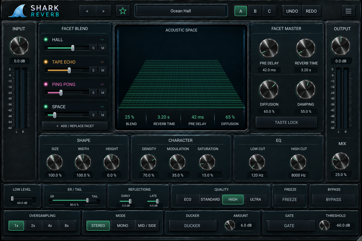 SHARK REVERB interface