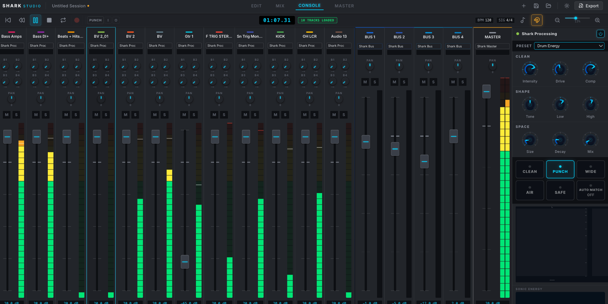 Shark Studio console view