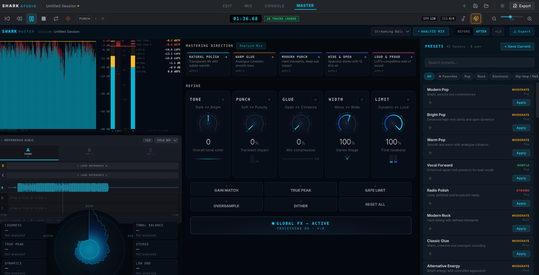 Shark Studio master view
